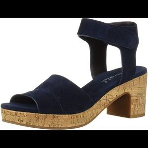 Splendid navy suede cork platform sandals